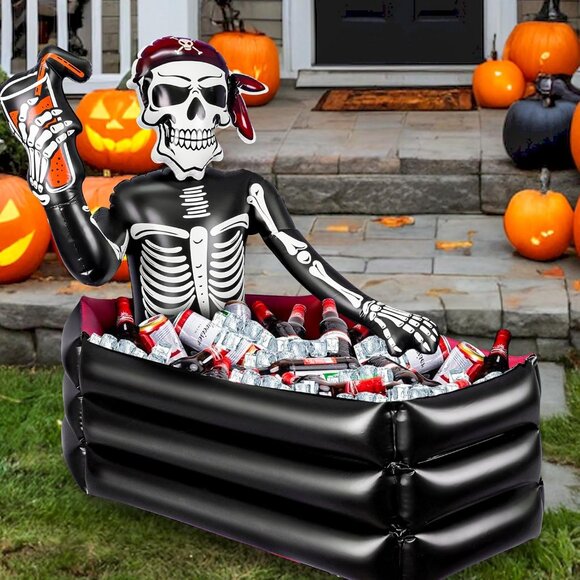 39 Inch Skeleton Drink Cooler Halloween Inflatable for Yard Decorations - Picture 1 of 8